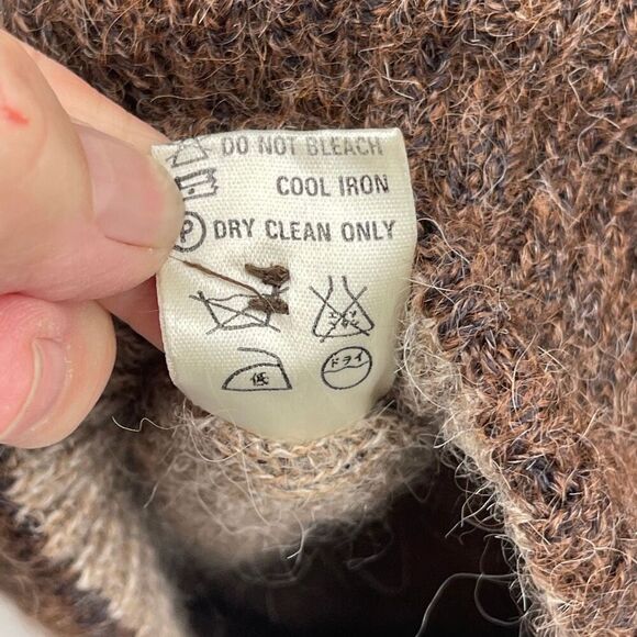 Escada Brown Cream Wool Alpaca Blend Patterned Knit Cardigan Sweater Size 38 - Picture 7 of 10